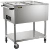 VEVOR Commercial Electric Food Warmer, 2-Pot Steam Table Food Warmer 0-100°C w/ 2 Lockable Wheels
