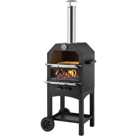 VEVOR 12" Outdoor Pizza Oven Portable Wood Pellet Pizza Oven Baked Paint Camping