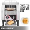 VEVOR Commercial Conveyor Toaster, 150 Slices / Hour, 1340W Stainless Steel Heavy Duty Industrial Toasters w/ 7 Speed Options