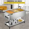 VEVOR Commercial Electric Food Warmer, 3-Pot Steam Table Food Warmer 0-100°C w/ 2 Lockable Wheels