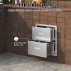 VEVOR Outdoor Kitchen Drawers 17.8W x 20.2H x 12.2D Inch, Flush Mount Double BBQ Drawers Stainless Steel with Handle