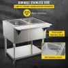 VEVOR Commercial Electric Food Warmer, 2-Pot Steam Table Food Warmer 0-100°C w/ 2 Lockable Wheels