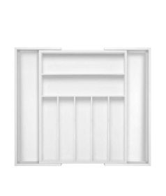Adjustable Expandable Kitchen Utensils Drawer Organizer  For Bamboo Flatware Organizer (Color: White)