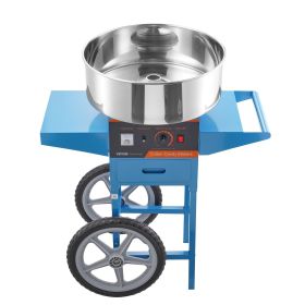 VEVOR Electric Cotton Candy Machine with Cart, 1000W Commercial Candy Floss Maker with Stainless Steel Bowl, Sugar Scoop and Drawer, Perfect for Home (Bubble Cover: NO, Cart: YES)