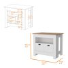 Theba Kitchen Island, whit 2 doors, 3 shelves