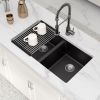 33-inch Undermount Quartz Kitchen Sink Dual Bowl Kitchen Sink Granite Composite Sink with Black or White